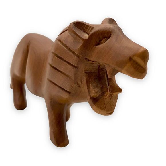 Vintage Hand Carved Hardwood Decorative Lions Big Cats Pair (2) - Picture 6 of 16